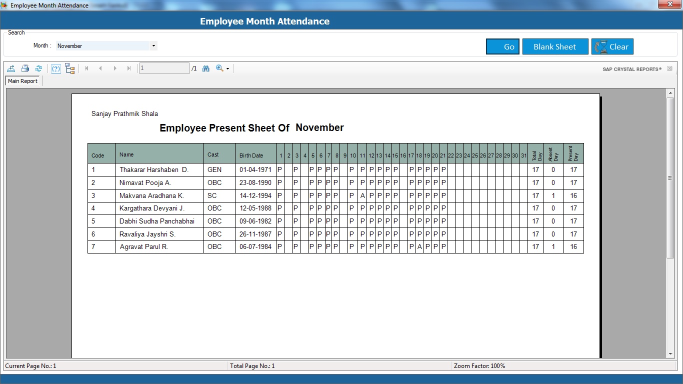 School Management System Software Employee Attendance